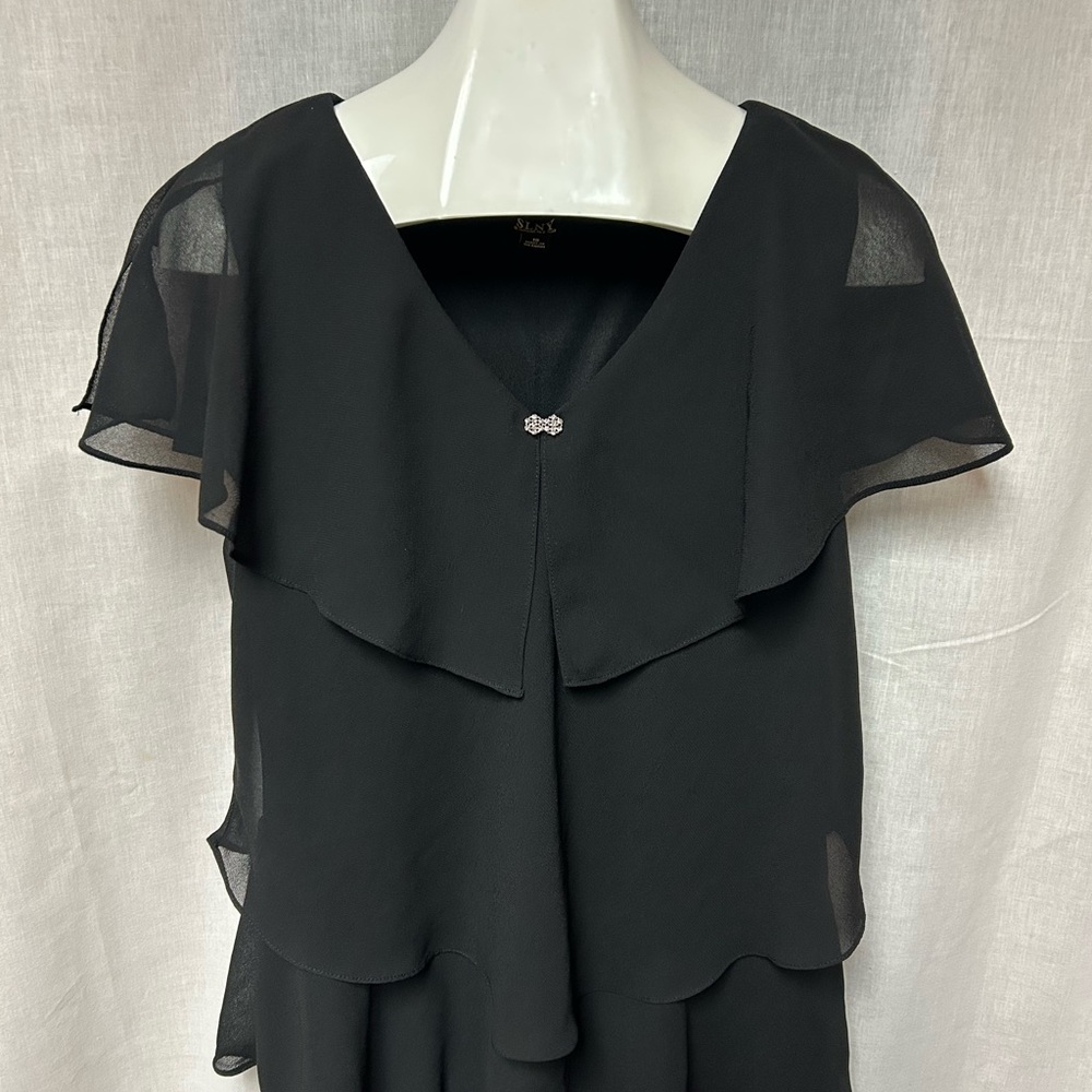 Black tiered sassy dress 
Cruise 
Hem 40” 23” armpit to armpit flat 
Size 18 - Picture 2 of 13